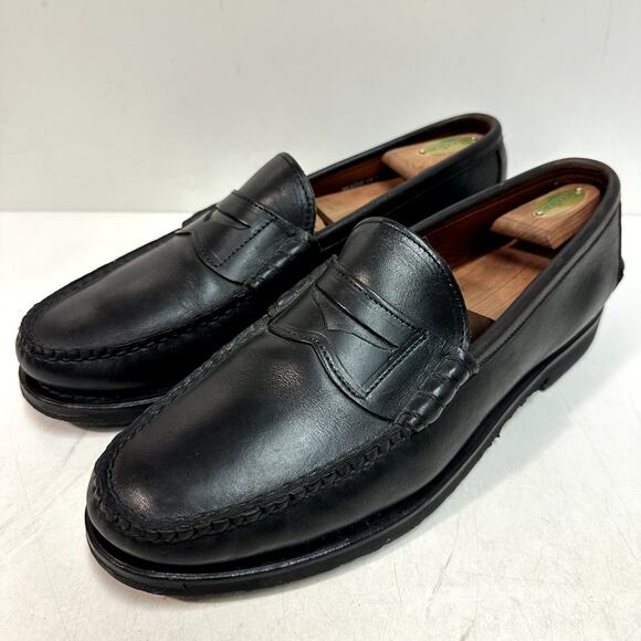 VERY GOOD Rancourt & Co. Beefroll Penny Loafers Black Made in Maine, USA 12 D - Picture 1 of 12